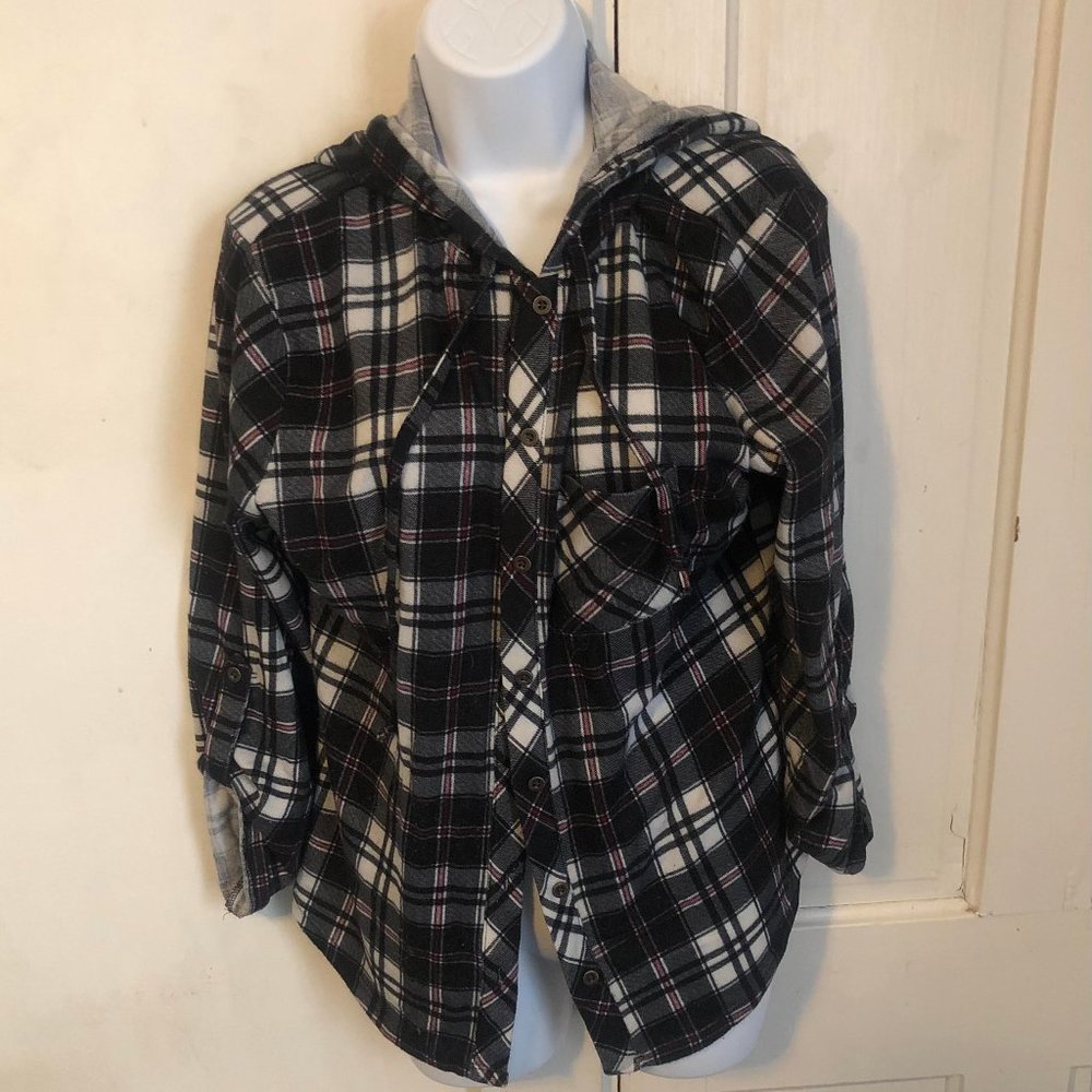 Flannel 3/4 Sleeve with Hood